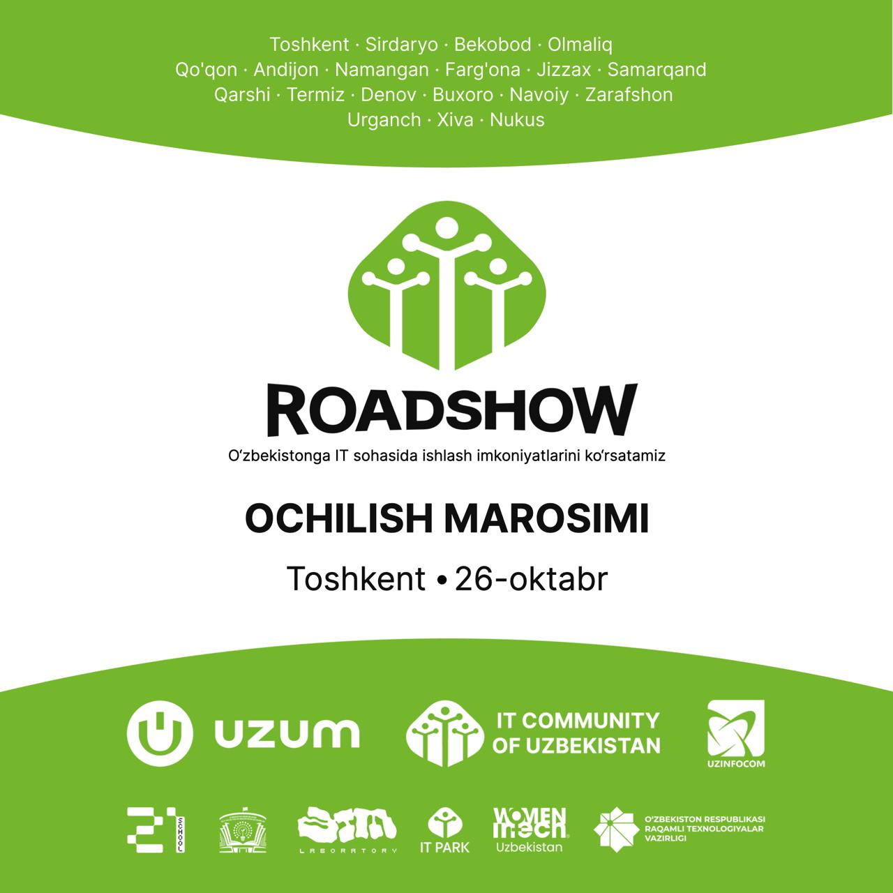 UZINFOCOM – партнёр первого IT Roadshow от IT Community Узбекистана!